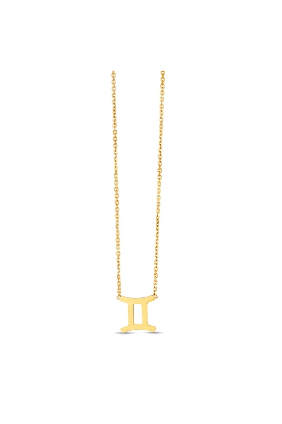 14k Yellow Gold Gemini Necklace With Spring-ring Clasp Jump-ring At 16 Inch .9mm Chain-width 18 Inch Chain Necklace for