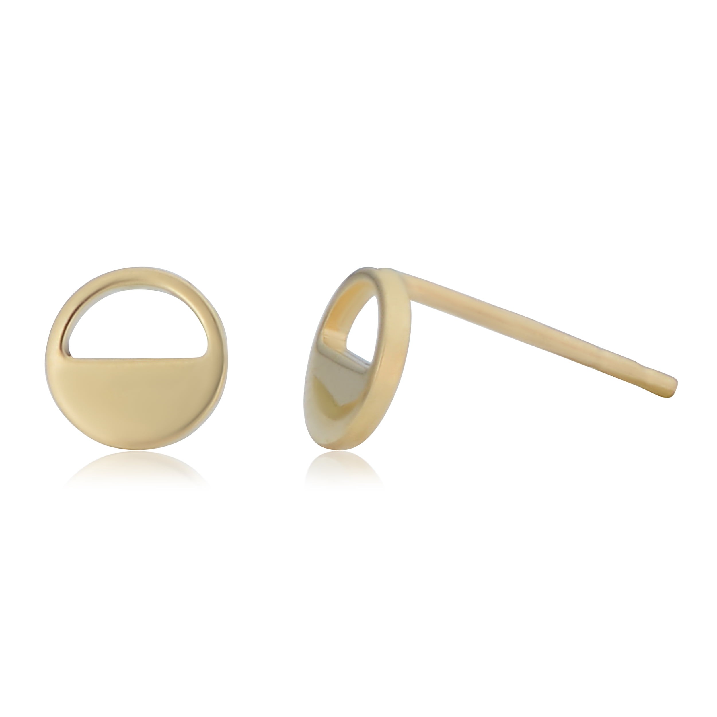 FREMADA KoolJewelry 14k Yellow Gold Geometric Cut-Out Circle Stud Earrings