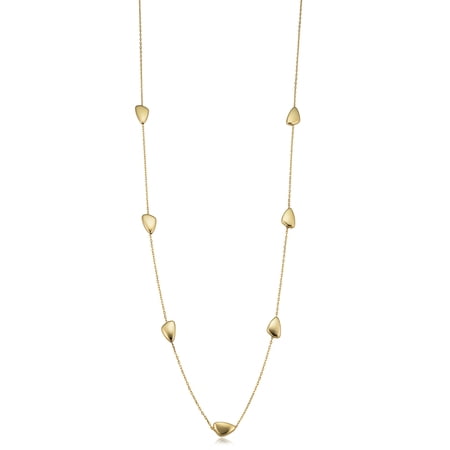 KoolJewelry 14k Yellow Gold Geometric Pebble Station Necklace (26 inch)