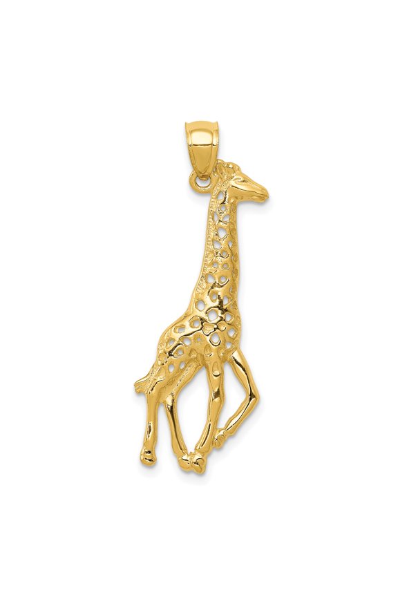 14k Yellow Gold Giraffe Pendant for Women, Openwork Animal Necklace with Nature Safari Style, Symbolic Wildlife Jewelry for Everyday Wear or Special Occasions