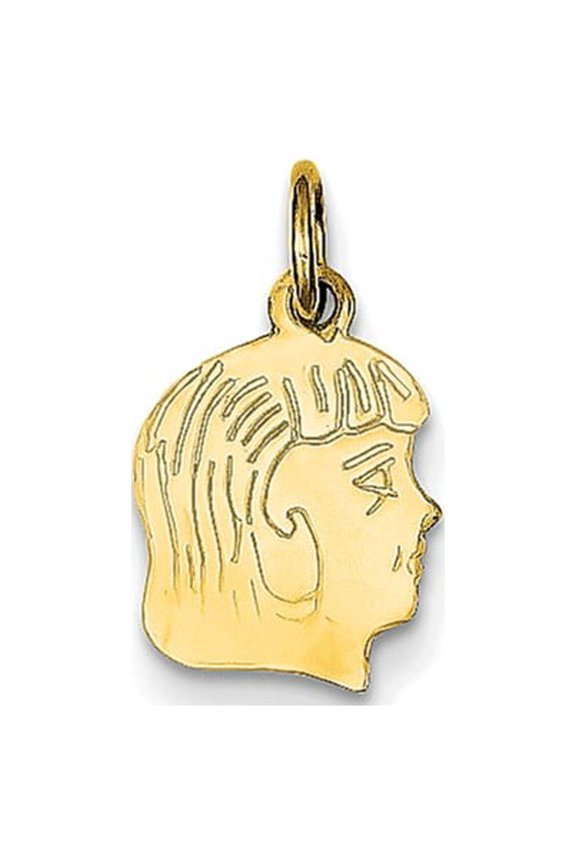 14k Yellow Gold Girl Head Charm
