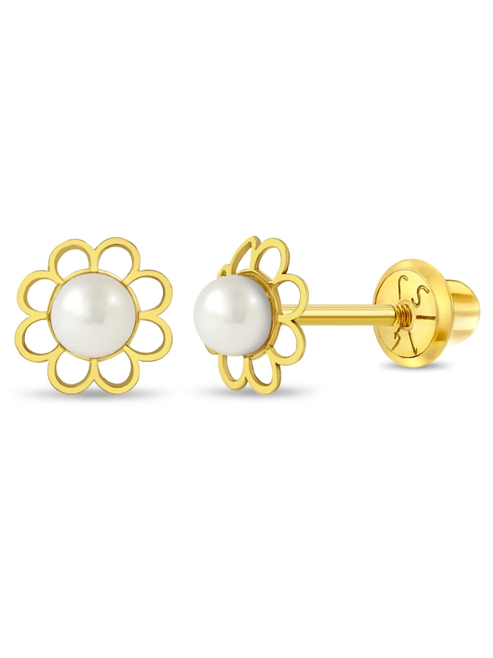 Pearl Screw back stud earrings Gold Silver baby kids Girls tiny small Gift  uk