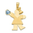 thumbnail image 1 of 14k Yellow Gold Girl with CZ March Birthday Month Colored Stone Charm, 1 of 3