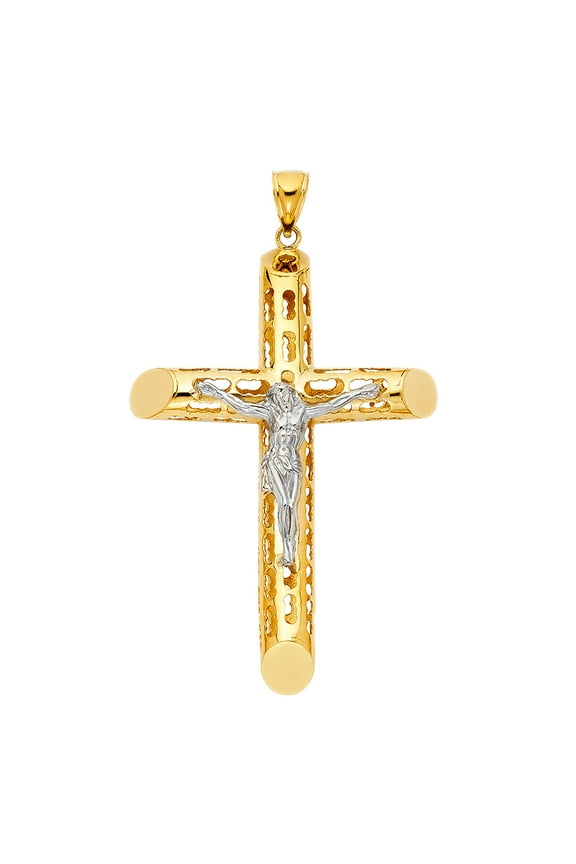 14k Yellow Gold God Almighty Extra Large 3D Crucifix Cross Pendant Giant Charm Jewelry Female Unisex