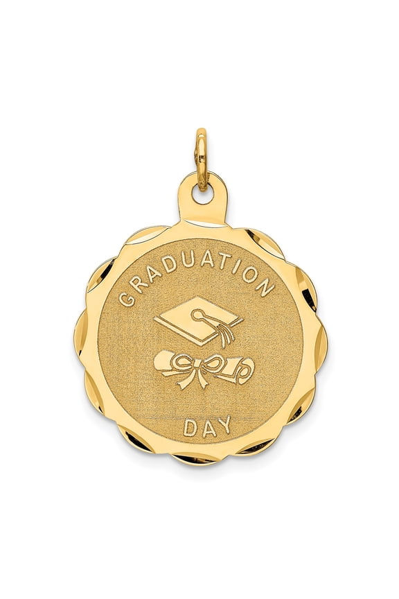 14k Yellow Gold Graduation Pendant with Cap and Diploma Design, Unisex Academic Charm for Men and Women, Graduation Day Jewelry, Symbol of Achievement and Success
