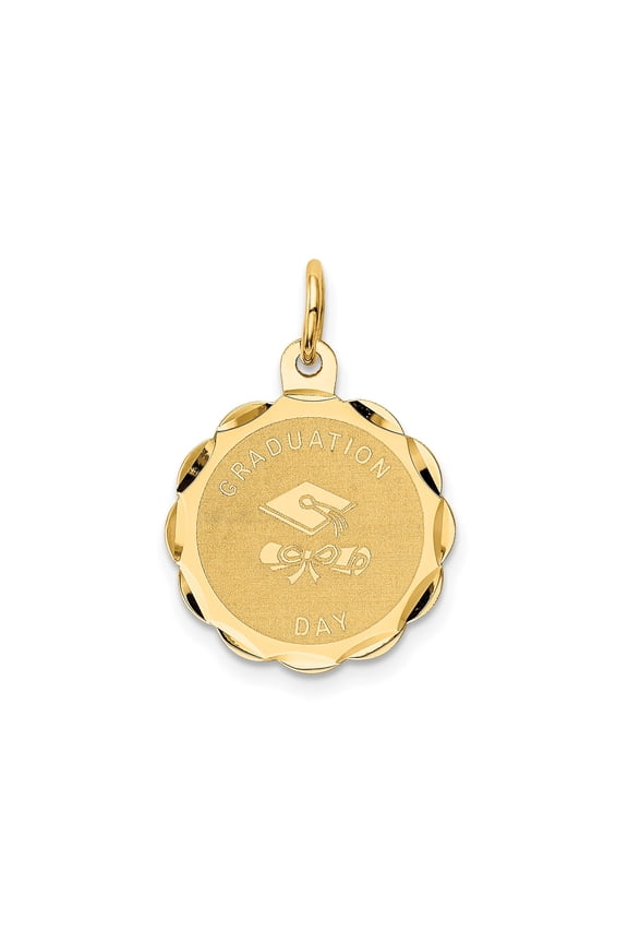 14k Yellow Gold Graduation Pendant with Cap and Diploma, Round Academic Achievement Charm for Men or Women, Commemorative Education Jewelry for Necklace or Bracelet