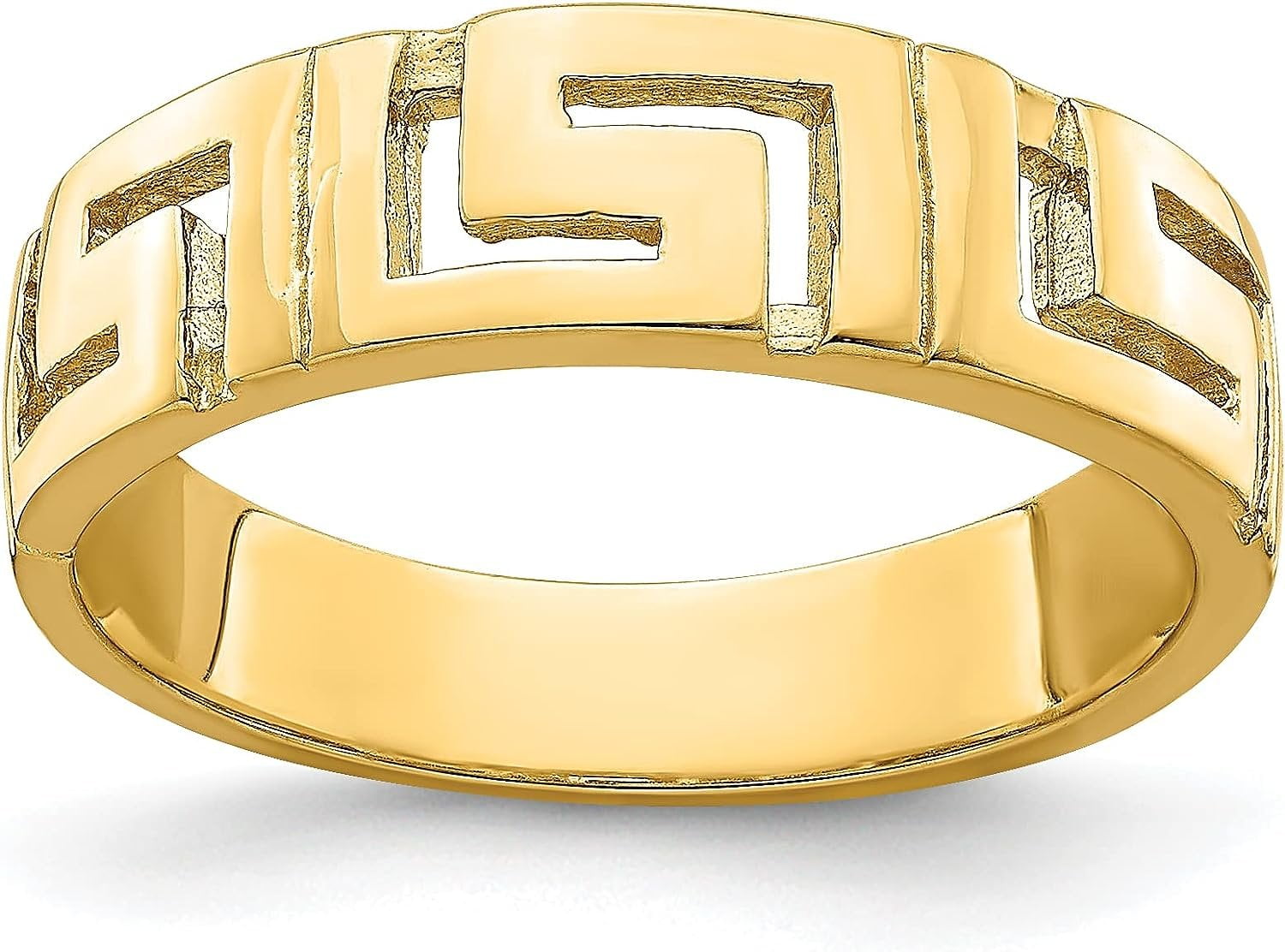 14k Yellow Gold Greek Key Band w/Tapered Shank Ring - Ring Size 7.0 ...