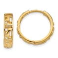 thumbnail image 1 of 14k Yellow Gold Greek Key Hinged Hoop Earrings - 1.6 Grams - Measures 15x16mm Wide 4mm Thick, 1 of 2