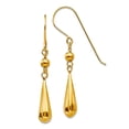 thumbnail image 1 of 14k Yellow Gold Hollow Textured Polished Shepherd hook Grooved Puffed Teardrop Shepard Hook Earrings 37x5mm Wide Dangle, 1 of 2