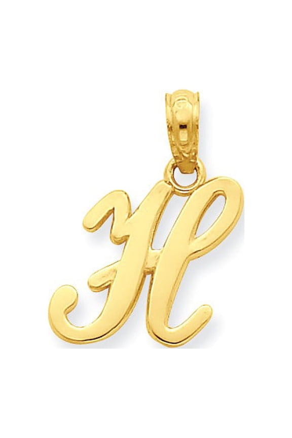 14k Yellow Gold H Script Initial Pendant