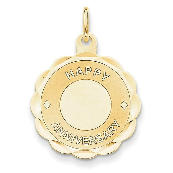14k Yellow Gold HAPPY ANNIVERSARY Charm Pendant