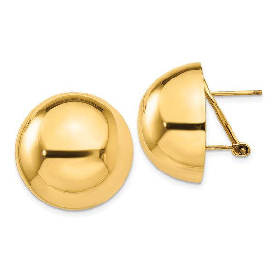 14k Yellow Gold Half Ball Omega Back Post Earrings Fine Jewelry For Women Gifts For Her