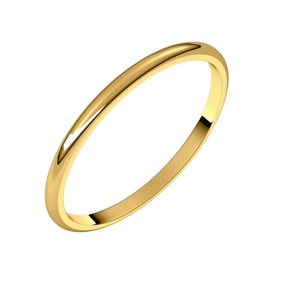 14k Yellow Gold Half Round 1.5mm Lightweight Half Round Light Band Size 8 Ring for Women and Men