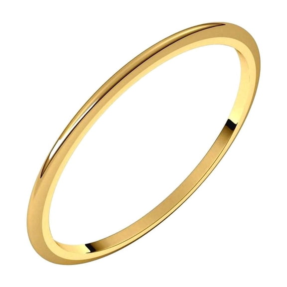14k Yellow Gold Half Round 1mm Wedding Band Ring Size 5.5 Wedding Band for Women and Men - .9 Grams