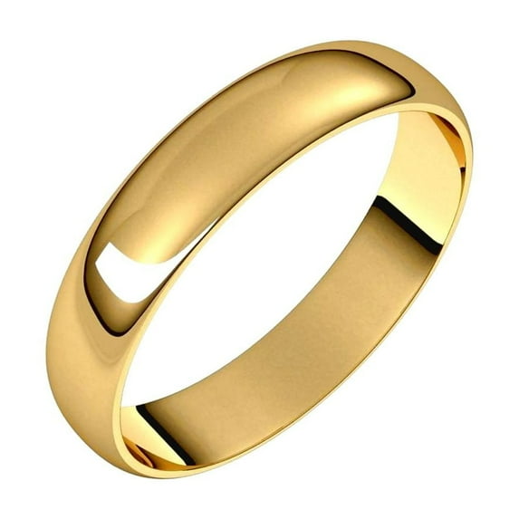 14k Yellow Gold Half Round 4mm Ultra-lightweight Half Round Ultra-light Band Size 9 Ring for Women and Men
