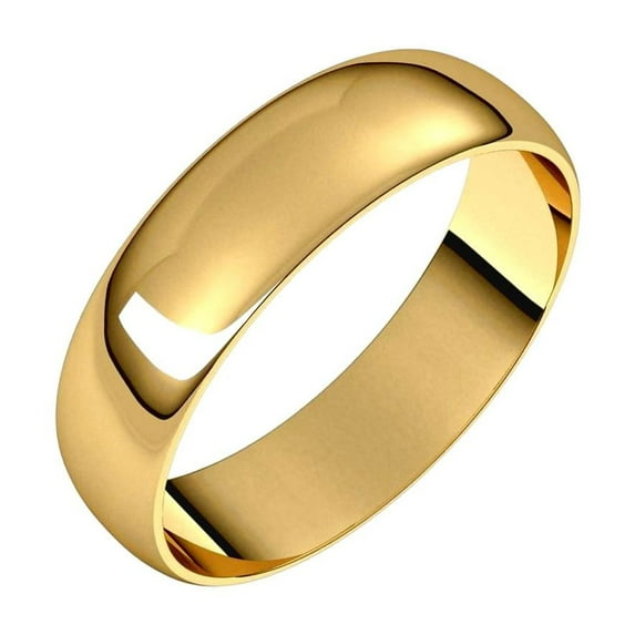 14k Yellow Gold Half Round 5mm Ultra-lightweight Half Round Ultra-light Band Size 9 Ring for Women and Men