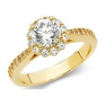thumbnail image 1 of 14k Yellow Gold Halo Engagement CZ Ring Anniversary Band Wedding Solitaire Round Bridal Ring Size 6.5, 1 of 1