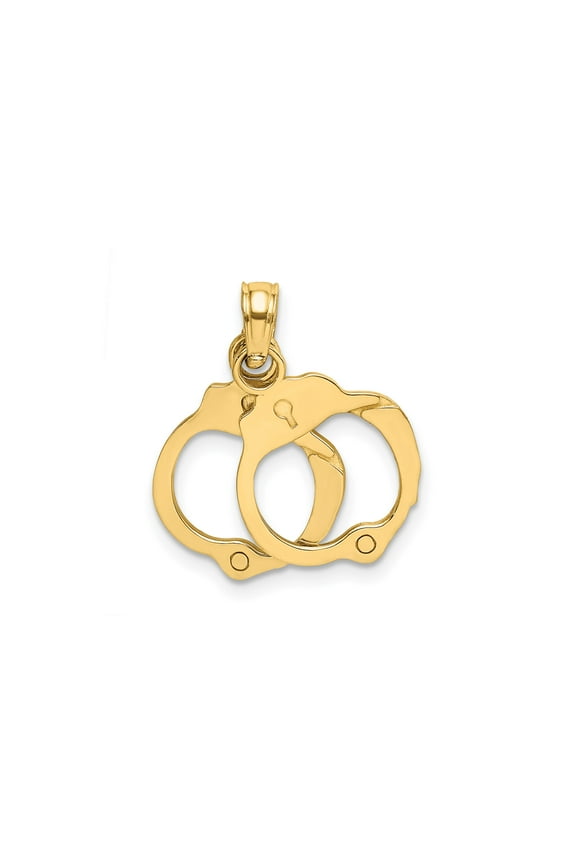 14k Yellow Gold Handcuff Pendant for Men or Unisex, Dual Design Symbolizing Law Enforcement, Strength, Justice, Commitment, Bold Statement Jewelry for Police or Security