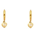 thumbnail image 1 of 14k Yellow Gold Hanging Promise Heart Love Romantic Dangling Earrings Jewelry Female Unisex, 1 of 3