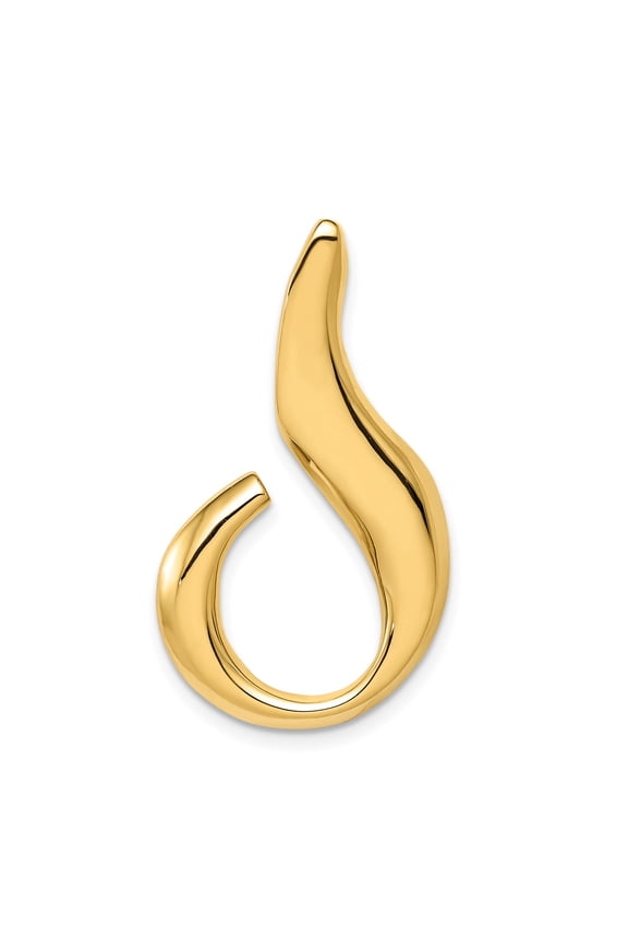 14k Yellow Gold Hawaiian Fish Hook Pendant Charm, Polished Nautical Slide