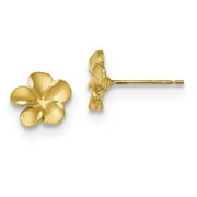 14k Yellow Gold Hawaiian Plumeria Flower Post Stud Earrings Ball Button Gardening Fine Jewelry For Women Gifts For Her