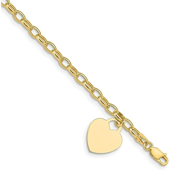 14k Yellow Gold Heart Charm Bracelet - 7.5" - 4.7gm