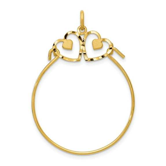 14k Yellow Gold Heart Charm Pendant Holder