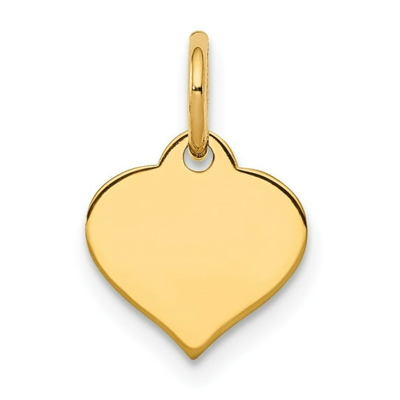 14k Yellow Gold Heart Disc Charm - .4 Grams - Measures 14x10mm Wide