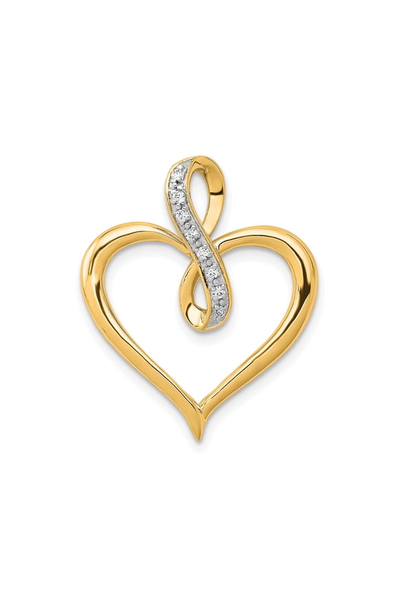 14k Yellow Gold Heart Infinity Pendant Necklace with Diamonds for Women, Fine Jewelry Symbolizing Eternal Love and Commitment, Elegant Modern Anniversary Accessory