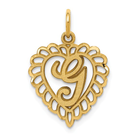 14k Yellow Gold Heart Letter G Charm Pendant