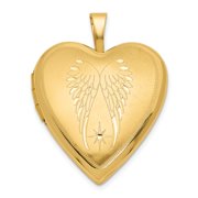 14k Yellow Gold Heart Locket Pendant with Angel Wings and Star for Women, Jewelry Stores Network