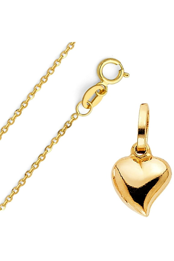14k Yellow Gold Heart Locket Pendant - Comes with Rolo Cable Chain - High Polish Finished Fine Jewelry - Suitable for Men & Women for All Special Occasion, 11 x 10 mm (20.0 Inches)