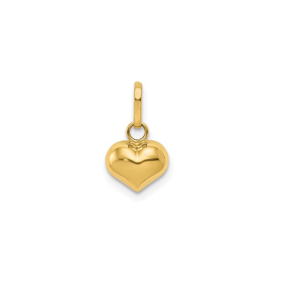 14k Yellow Gold Heart Locket Pendant Charm, Polished 3D Keepsake Jewelry for Women