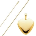 thumbnail image 1 of 14k Yellow Gold Heart Locket Pendant with 0.8 mm Wheat Chain 16'' - 22'' (20.00, 0.9), 1 of 6