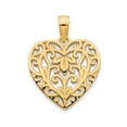 thumbnail image 1 of 14k Yellow Gold Heart Pendant Necklace for Women with Filigree Floral Design, Elegant Romantic Jewelry Symbolizing Love, Polished Solid Gold Accessory for Daily Wear or Special Occasions, 1 of 6