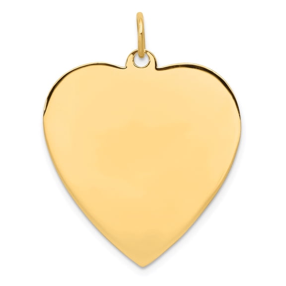 14k Yellow Gold Engravable Heart Pendant Charm, Polished Personalized Jewelry for Women
