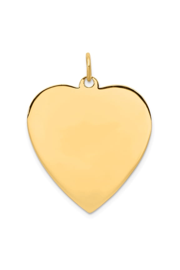 14k Yellow Gold Engravable Heart Pendant Charm, Polished Personalized Jewelry for Women
