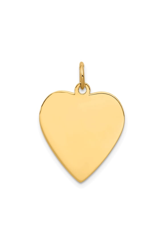 14k Yellow Gold Heart Pendant Necklace for Women, Polished Minimalist Design, Symbol of Love and Affection, Fine Jewelry for Everyday or Romantic Wear, Engravable Charm