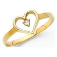 thumbnail image 1 of 14k Yellow Gold Heart Ring Love Band CZ Stylish Promise Ring Right Hand Polished Fancy Size 7, 1 of 1