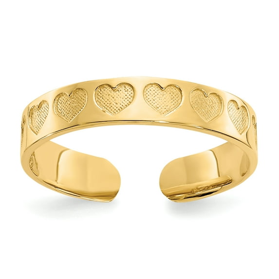 14k Yellow Gold Heart Toe Ring