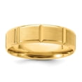 thumbnail image 1 of 14k Yellow Gold 6mm Heavyweight Comfort Fit Brushed/Polished Beveled Edge with Vertical Lines Wedding Band Size 11 YB113H, 1 of 5