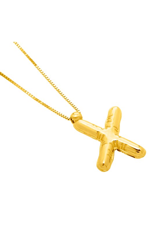 14k Yellow Gold Helium Initial X Pendant Box Chain Necklace With Spring-ring Clasp Total Length With Jump-ring At 16. Ma