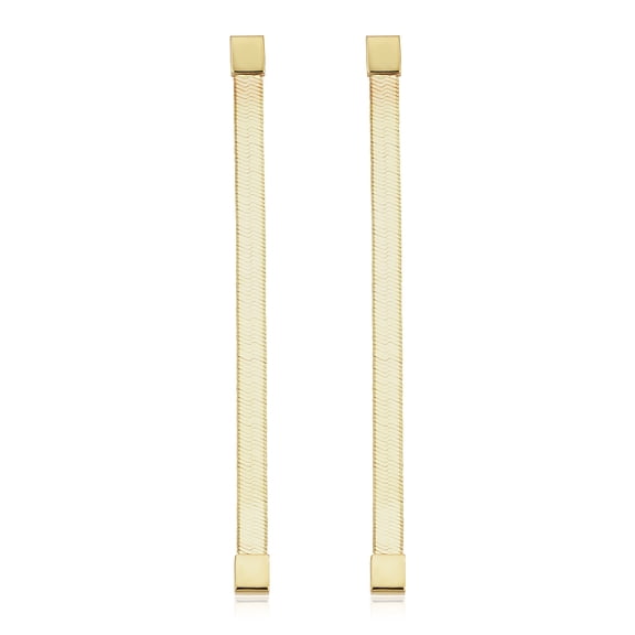 Au Naturale 14k Yellow Gold Herringbone Dangle Earrings (1.65 inches long)