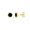 thumbnail image 1 of 14k Yellow Gold Hexagon Shape Black Enamel Stud Earrings Stud Earring for Women, 1 of 2