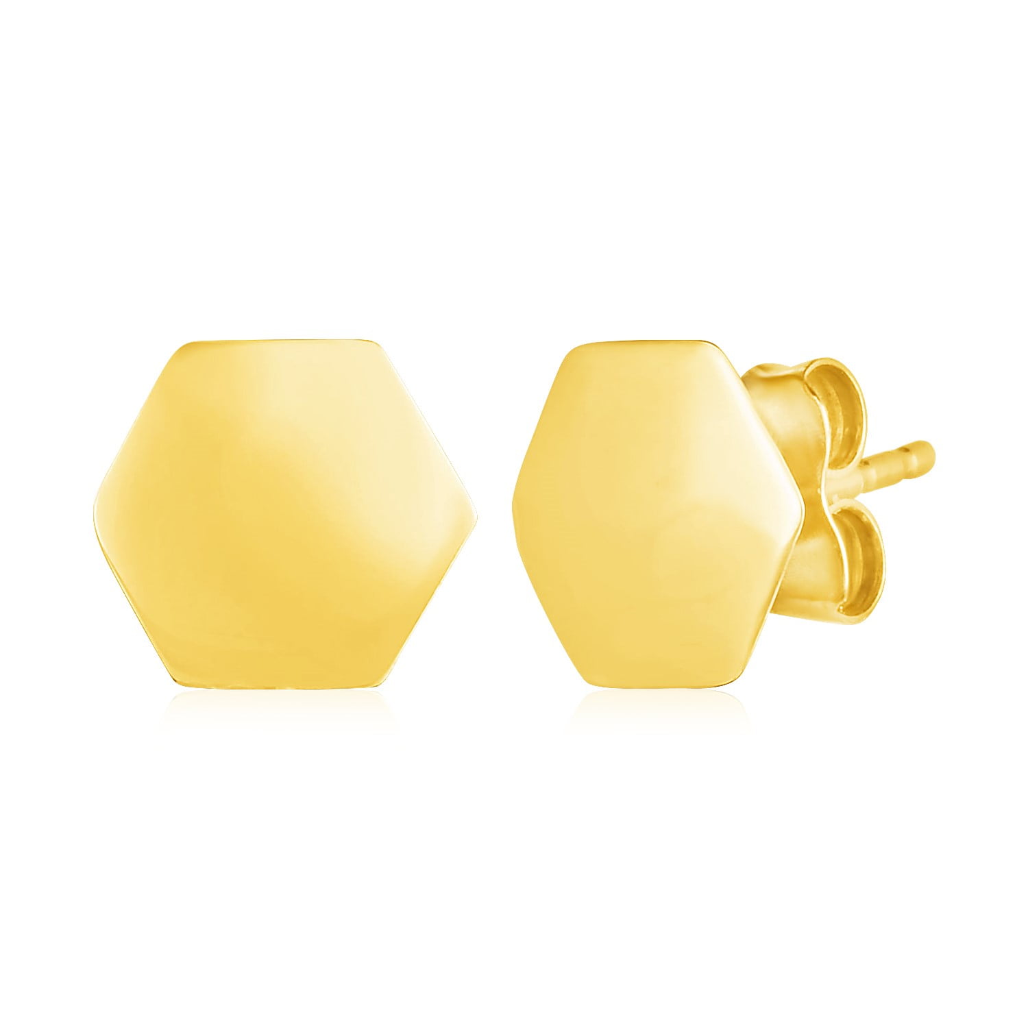 Hex Strata Stud Earrings - White Diamonds in Yellow Gold main image 0
