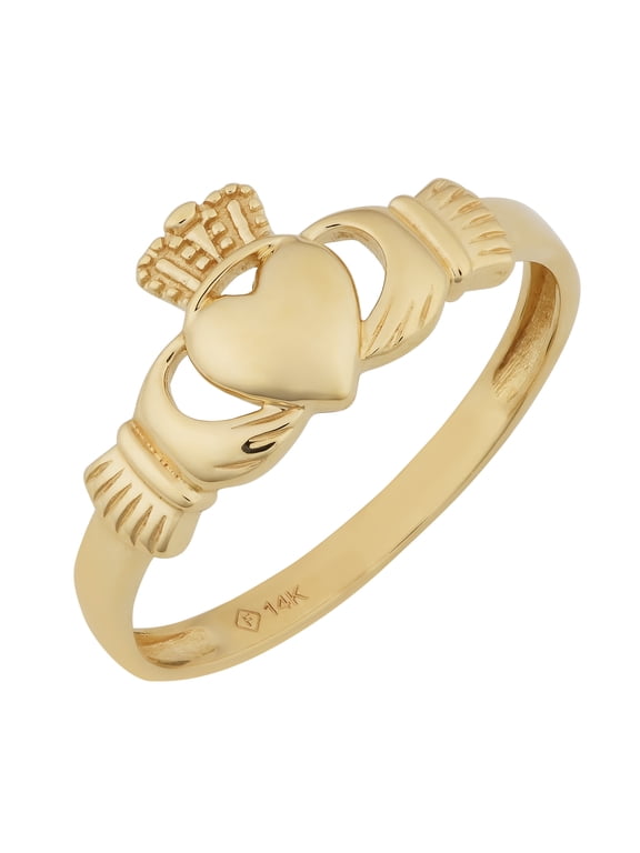 KoolJewelry 14k Yellow Gold High Polish Claddagh Ring (size 5 - 9) | Jewelry for Women