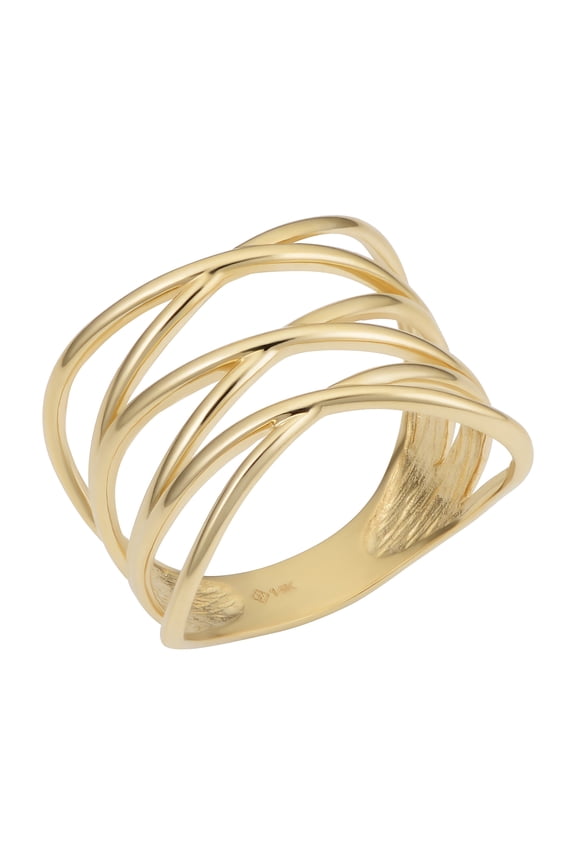 KoolJewelry 14k Yellow Gold Highway Ring (size 9)