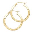 thumbnail image 1 of 14k Yellow Gold Hinge Clasp Hoop Star Design Diamond-Cut Leaf Earrings Jewelry Female Unisex, 1 of 3