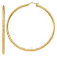 thumbnail image 1 of 14k Yellow Gold Hinged post Knife Edge Sparkle Cut Hollow Hoop Earrings Measures 65mm long 2.5mm Thick - Hoop Earring fo, 1 of 2