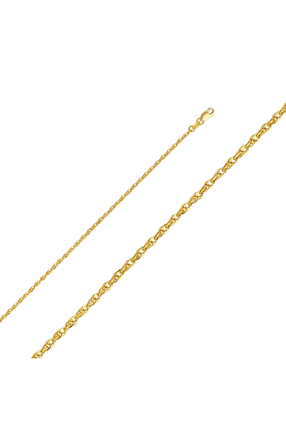 14k Yellow Gold-Hollow 2.2mm Double Rope Chain Link Necklace 24" Jewelry Female Unisex